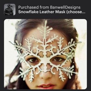 White Snowflake leather masquerade face mask NEW